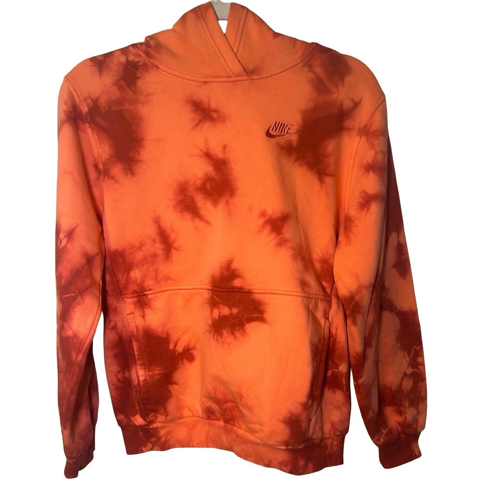 Nike Tie Dye Pullover Hoodie Orange Sz L NWT